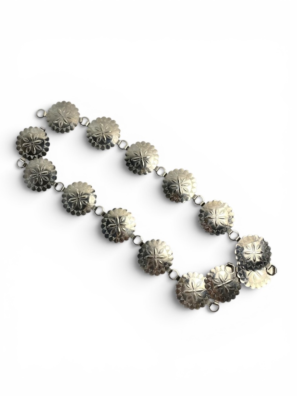 Vintage Silver-Tone Concho Belt | Adjustable | Southwestern Boho Western Style